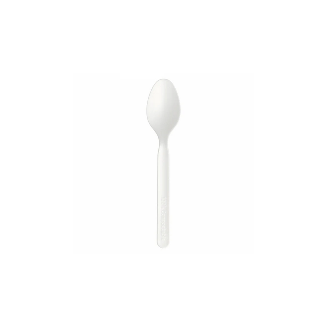 50pz Mini Cucchiaini finger food in CPLA bianco Compostabile - 10cm