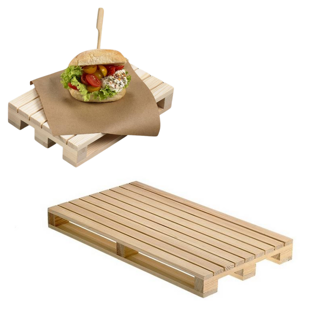 1pz vassoio bancalino in legno mini pallet per alimenti 20x12cm h3.5